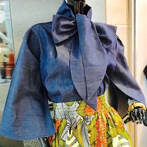Denim Cape Bow Blouse