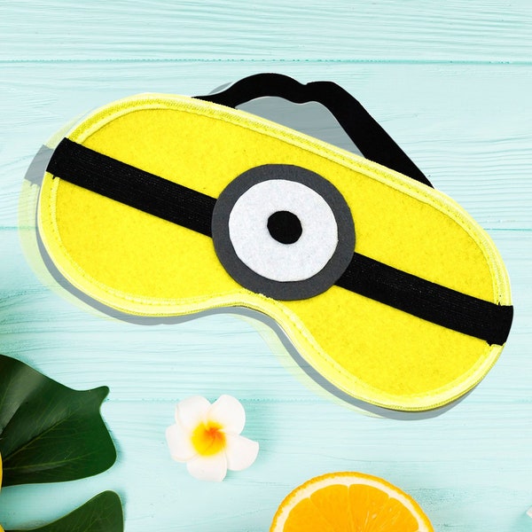 Minion Sleeping Mask, Felt Sleep Mask, Travel Eye Mask, Handmade Minion Blindfold, Night Mask for Kids, Party Favor, Minion Gift