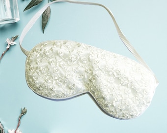 Lace Sleep Mask. Silk Sleep Mask. Sleeping Mask for Women. Bride Night Eye Pillow. Slumber Party Gift. Bridal Shower Gift. Bride Eye Mask