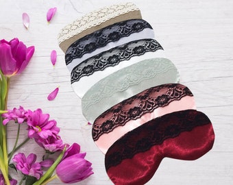 Bridesmaids Gift Set. Lace Sleep Mask. Floral Lace Mask. Gift for Her. Satin Sleep Mask. Bridal Gift. Bridal Party Favor. Slumber Party Gift