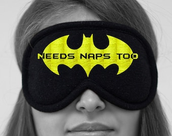 Superhero Sleep Mask. Needs Naps Too Sleeping Mask. Sleep Mask with Embroidery. Unisex Superhero Mask. Sleep Mask for Kids. Christmas Gift