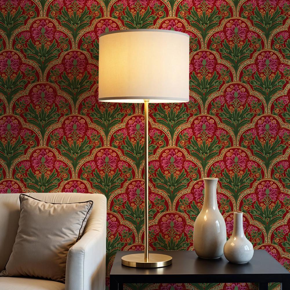 Deep Green Crimson Red Victorian Bota...