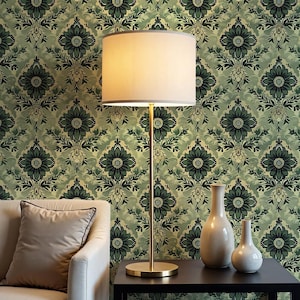 Whimsical Green Wall Covering – William Morris Inspired Removable Wallpaper for Bathroom & Cottage Decor VM148