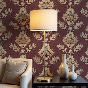 Burgundy Wall Covering – Vintage William Morris Wallpaper, Moody Dark Red Removable Mural for Bathroom & Farmhouse Decor VM127