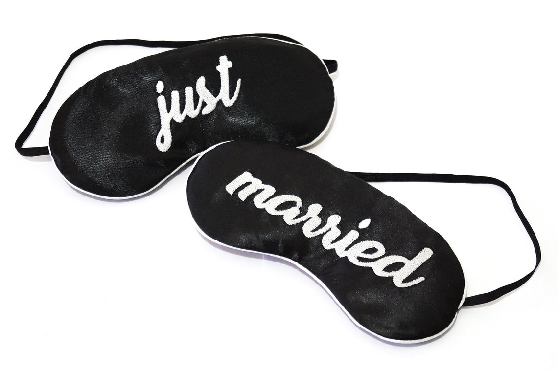 Just Married Set Sleep Eye Masks Honeymoon Newlywed Gifts Etsy