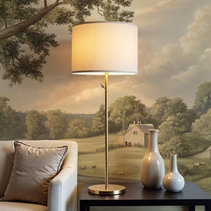 Scenic Nature Wall Mural – Vintage Green Landscape Wallpaper, Antique Style Wall Covering for Farmhouse Interiors VM65