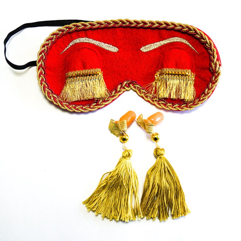 Red Holly Golightly Sleep Mask With Eyelashes Audrey Hepburn Etsy