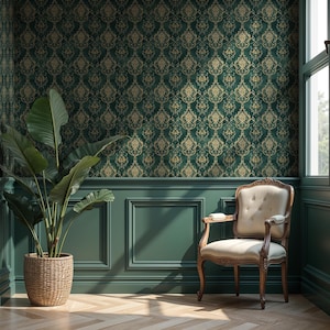 William Morris Green Floral Wallpaper: Vintage Art Nouveau Peel and Stick