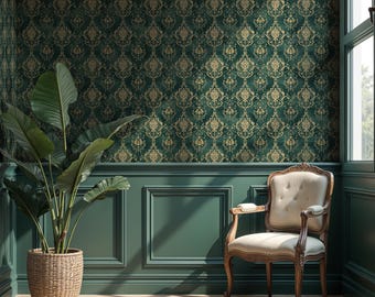 William Morris Green Floral Wallpaper: Vintage Art Nouveau Peel and Stick - VM28