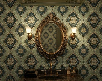 Vintage Green Wallpaper – Whimsical William Morris Floral Removable Wallpaper for Home Decor VM144