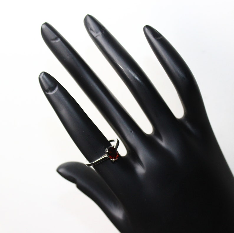 Garnet Ring Emerald Cut Ring Promise Engagement And Wedding Ring Round Ring Handcrafted Gift For Her 925 Sterling Silver