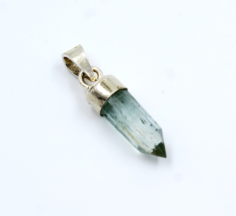 Aquamarine Pencil Pendant Sterling Silver Cap Pendant Faceted Gemstone Pendant Finding Jewelry P01 925 Sterling Silver