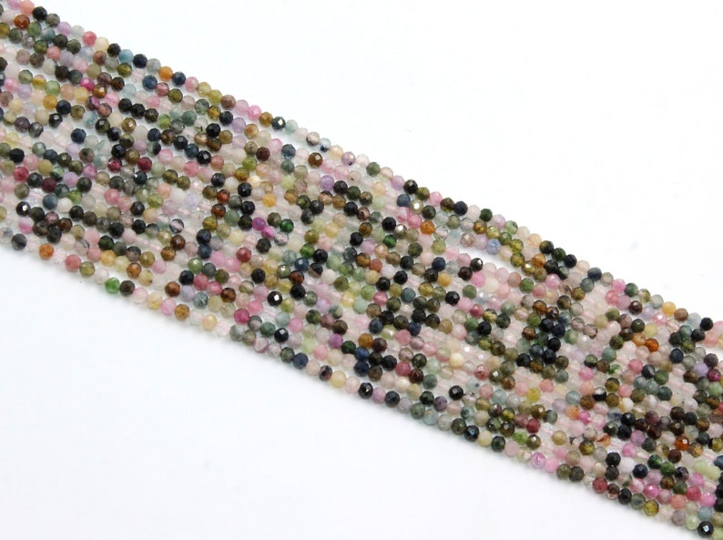 13 Natural Multi Tourmaline Rondelle Beads 2.5 mm Faceted Multi Tourmaline Gemstone Bead Semi Precious Gemstone Beads Wholesale Beads