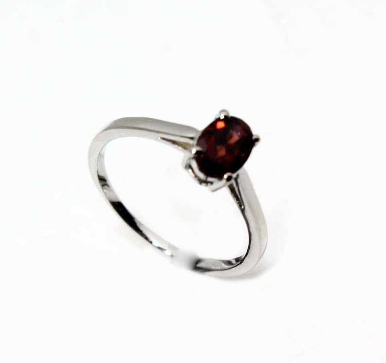 Garnet Ring Emerald Cut Ring Promise Engagement And Wedding Ring Round Ring Handcrafted Gift For Her 925 Sterling Silver
