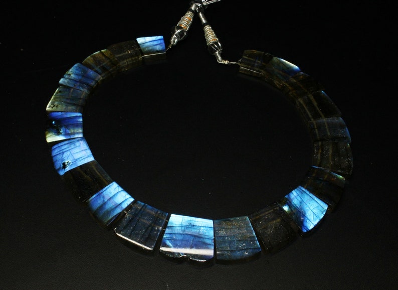 Labradorite Smooth Necklace Fancy Shape Collar Designer Blue Fair Gemstone Necklace Ethnic Bohemian Traditional RareNecklace 14Inch Natural