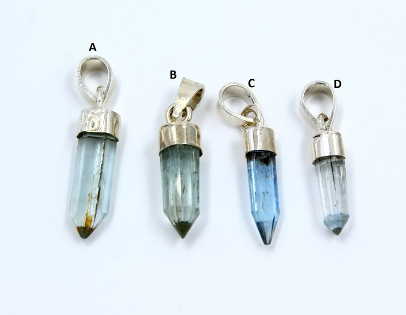 Aquamarine Pencil Pendant Sterling Silver Cap Pendant Faceted Gemstone Pendant Finding Jewelry P01 925 Sterling Silver