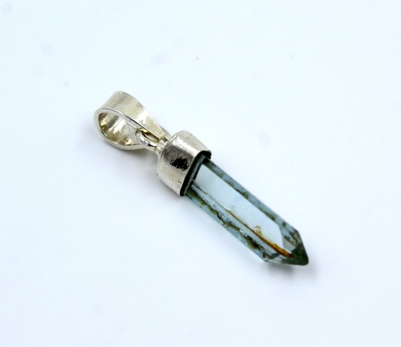 Aquamarine Pencil Pendant Sterling Silver Cap Pendant Faceted Gemstone Pendant Finding Jewelry P01 925 Sterling Silver
