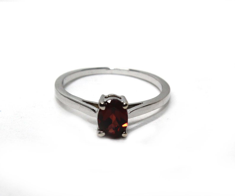 Garnet Ring Emerald Cut Ring Promise Engagement And Wedding Ring Round Ring Handcrafted Gift For Her 925 Sterling Silver
