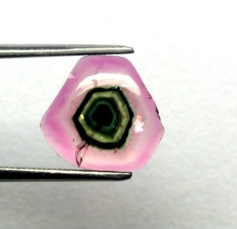 1Ps Natural Bi Color Tourmaline Slice Cabochon gemstone Loose Bi Color Tourmaline Gemstone Bi Color Watermelon Tourmaline EYE Slice Cabochon