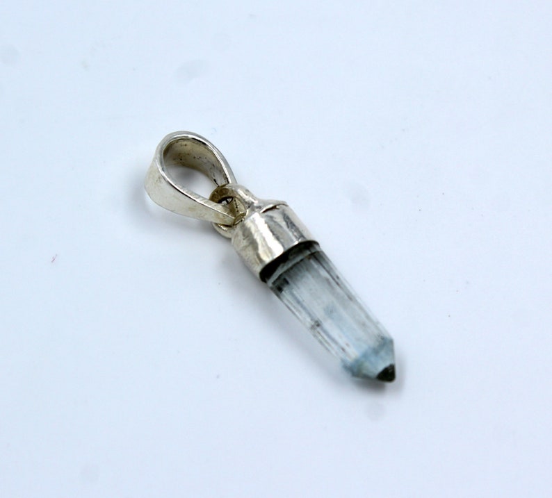 Aquamarine Pencil Pendant Sterling Silver Cap Pendant Faceted Gemstone Pendant Finding Jewelry P01 925 Sterling Silver