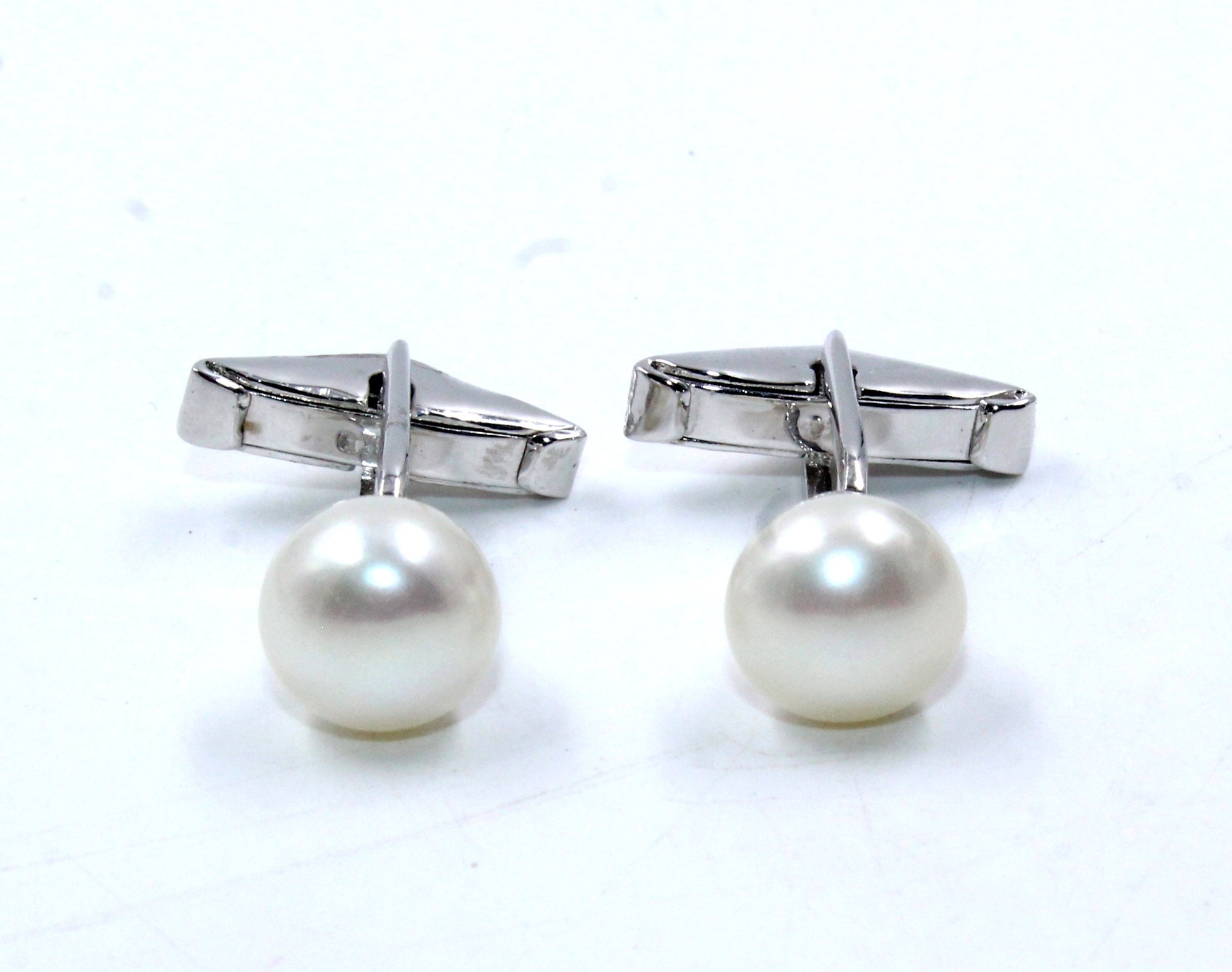 Natural Freshwater Pearls Cufflinks 925 Sterling Silver Etsy