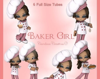 Baker Girl 6 png Tubes for Cardmaking, business cards, scrapbooking etc.