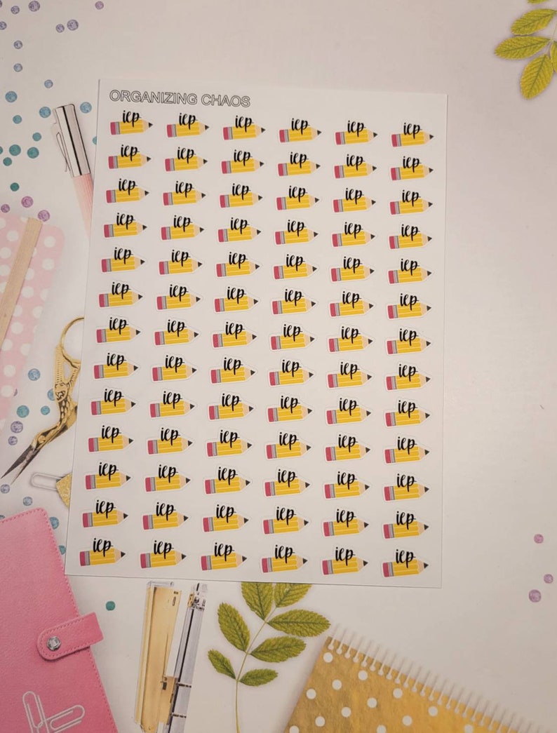 IEP Planner Stickers, School Planner Stickers Yellow Pencils
