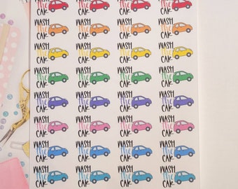 Car Wash Planner Stickers, Wash The Car Planner Stickers