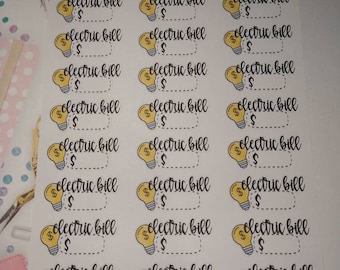 Electric Bill Due Planner Stickers, Bill Due Planner Stickers