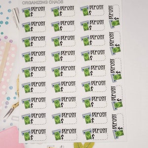 Cash Deposit Planner Stickers, ATM Deposit Planner Stickers