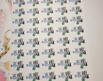 Water Bill Planner Stickers, Bill Due Planner Stickers