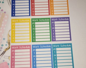 Work Schedule Planner Stickers, Weekly Tracker Planner Stickers