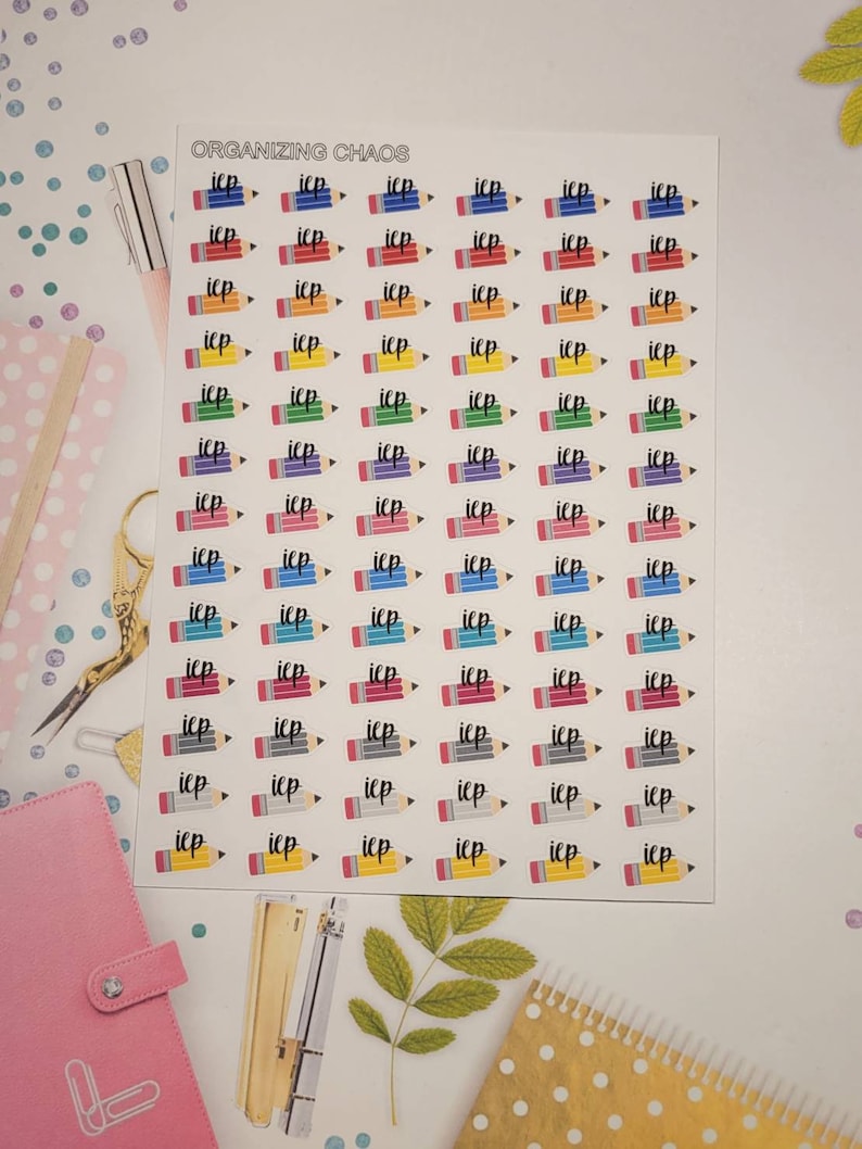 IEP Planner Stickers, School Planner Stickers Rainbow Pencils