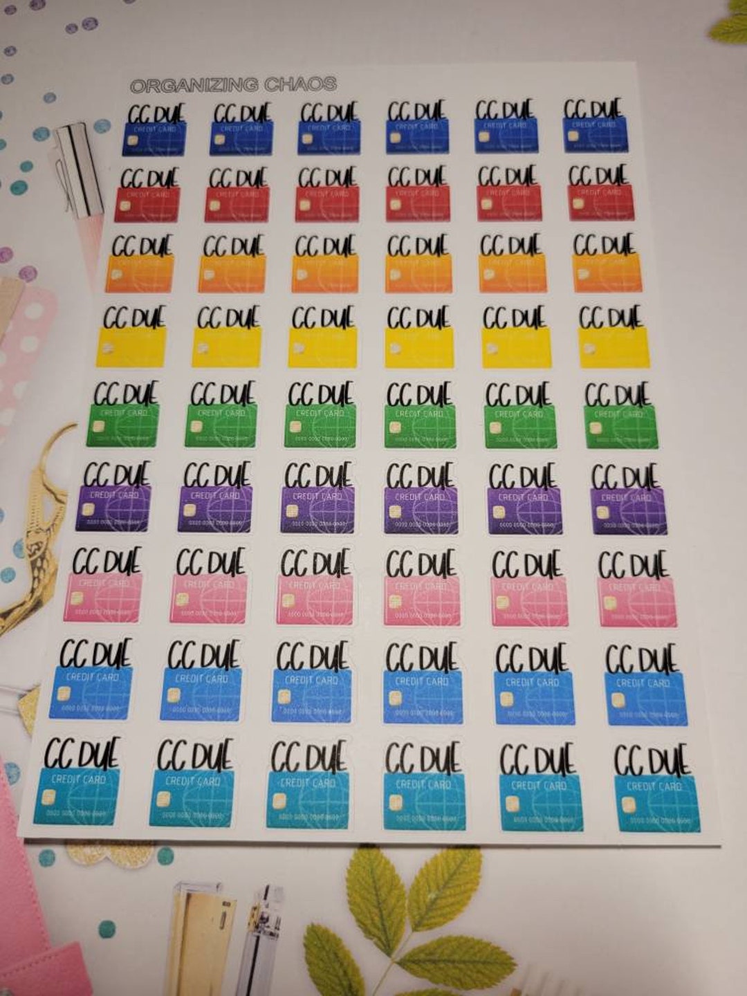 Credit Card Due Planner Stickers - Etsy