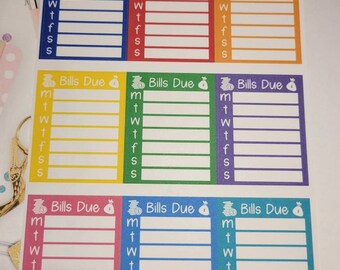 Bills Due Planner Stickers, Weekly Tracker, Functional Planner Stickers