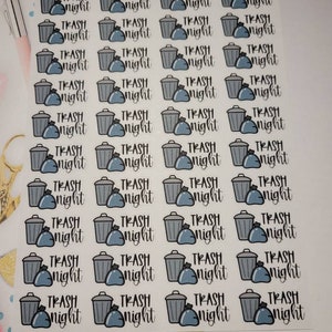 Trash Can Planner Stickers, Trash Night Planner Stickers, Functional Planner Stickers, Icon Planner Stickers