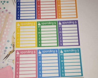 Spending Tracker Planner Stickers,  Weekly Tracker Planner Stickers