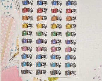 Pack Bags Planner Stickers,  Vacation Planner Stickers, Vacation Bags