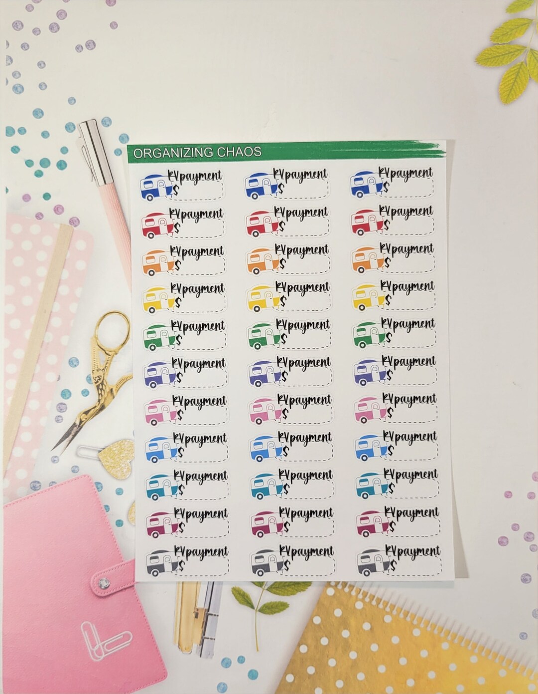 RV Payment Due Planner Stickers, Camper Payment Due, Bill Due Planner