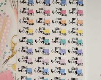 Birthday Card Planner Stickers,  Mail Birthday Card