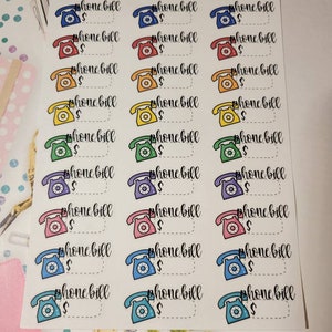 Phone Bill Planner Stickers, Bill Due Planner Stickers