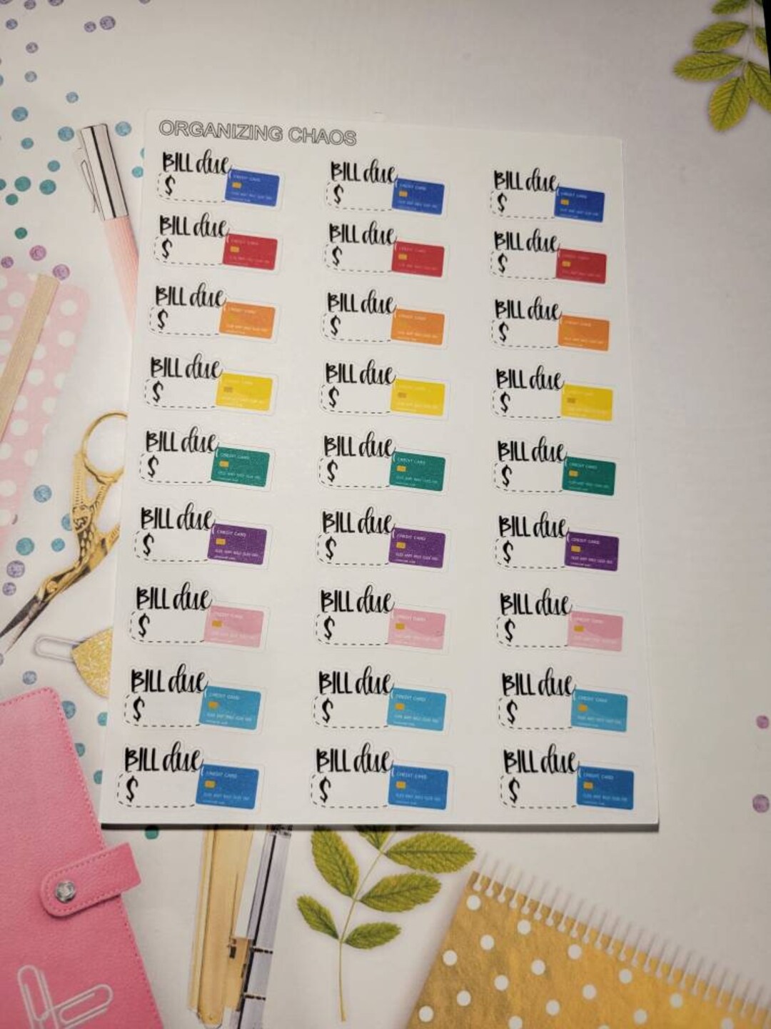 Credit Card Planner Stickers, Bill Due Planner Stickers - Etsy