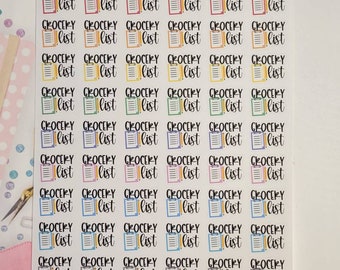 Grocery List Planner Stickers, Functional Planner Stickers