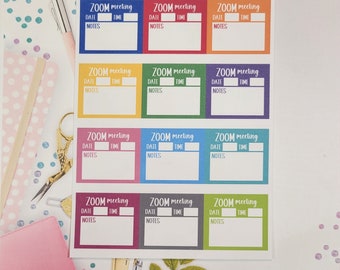 Zoom Meeting Labels,  Label Planner Stickers