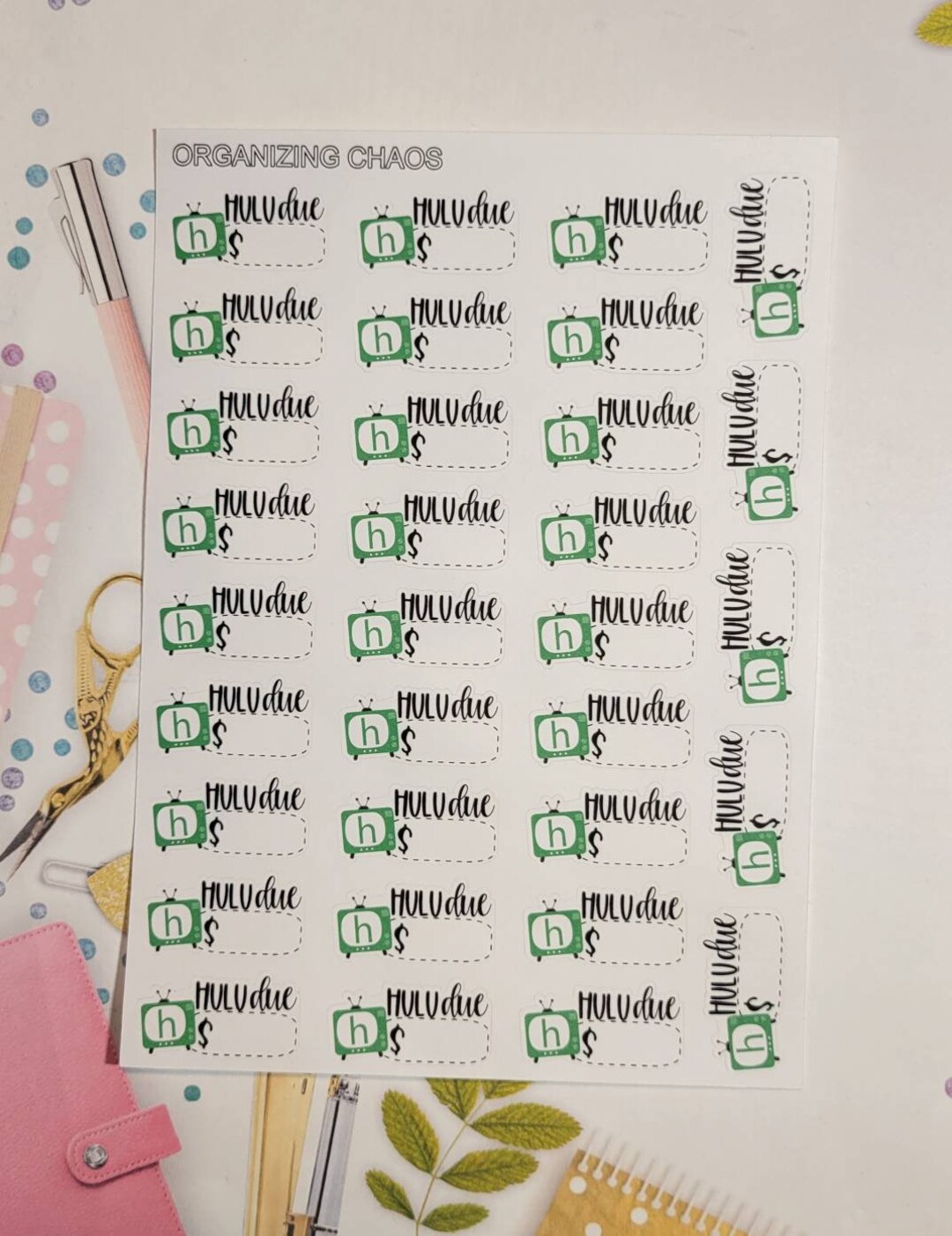 Hulu Subscription Planner Stickers Etsy