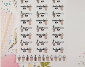 Starbucks Run Planner Stickers, Coffee Run Planner Stickers