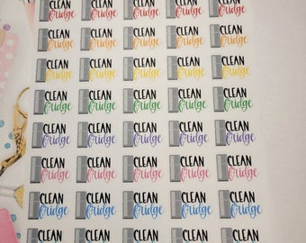 May include: A sheet of stickers with a refrigerator design and the text "Clean Fridge" in various colors, including blue, green, yellow, orange, and pink. The text "Organizing Chaos" is at the top of the sheet.