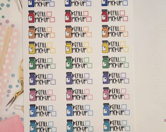 Refill Rx Planner Stickers, Refill and Pickup Planner Stickers