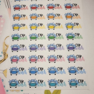Car Wash Planner Stickers, Rainbow Carwash Planner Stickers