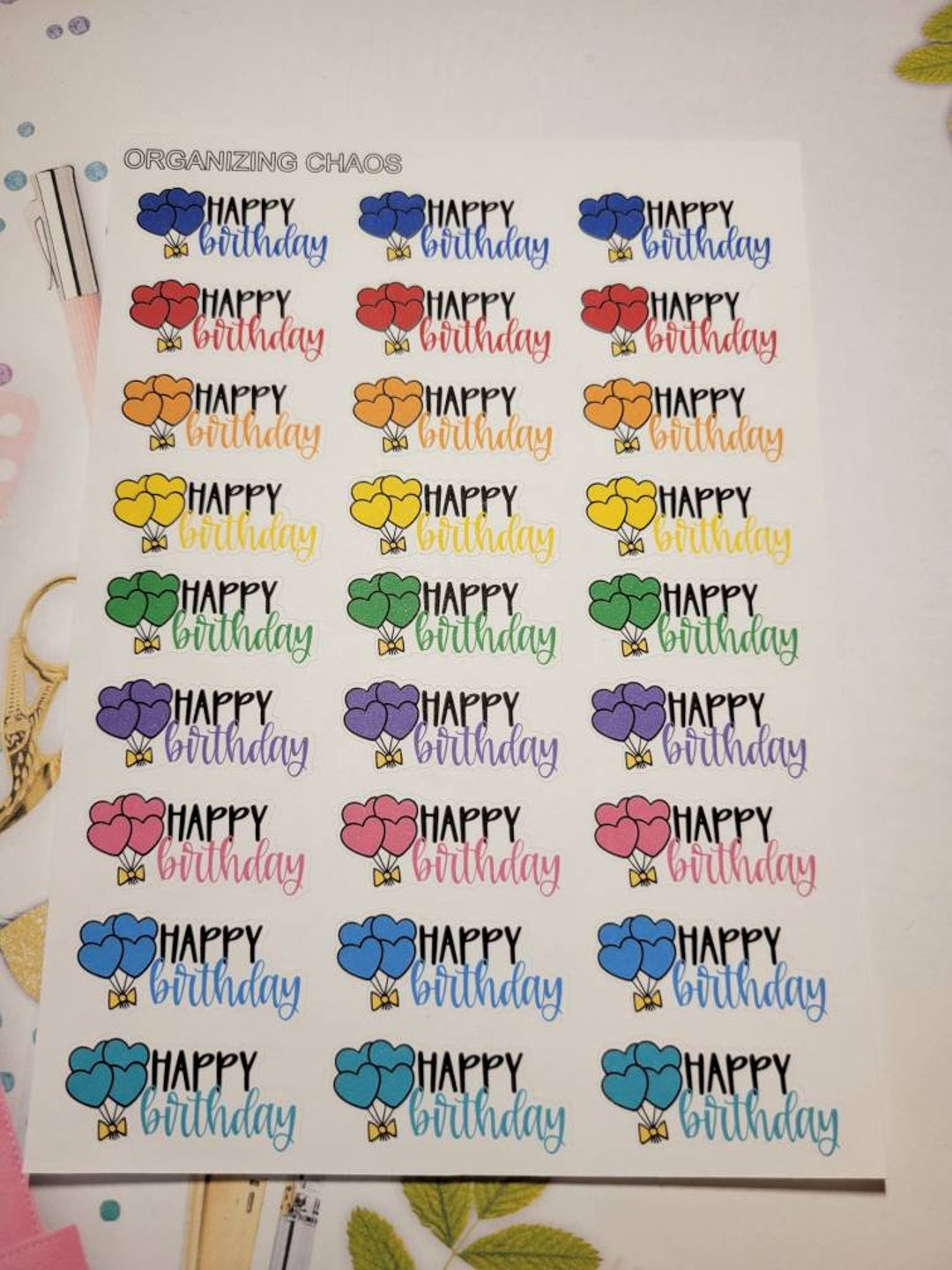 Happy Birthday Planner Stickers, Birthday Balloons - Etsy
